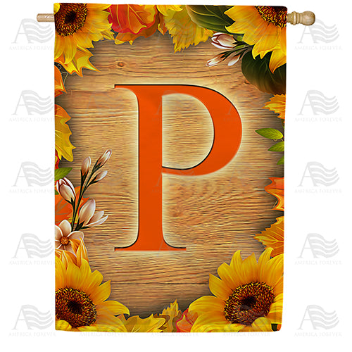 Autumn Sunflowers Monogram Double Sided House Flag