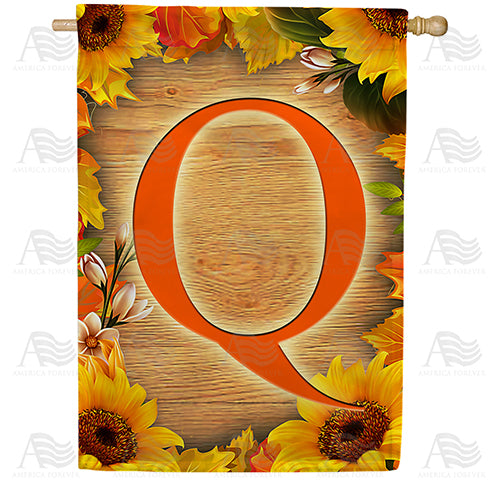 Autumn Sunflowers Monogram Double Sided House Flag