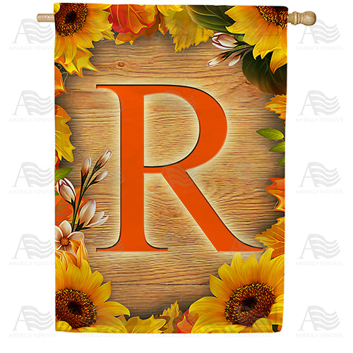 Autumn Sunflowers Monogram Double Sided House Flag