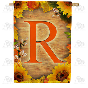 Autumn Sunflowers Monogram Double Sided House Flag