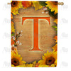 Autumn Sunflowers Monogram Double Sided House Flag
