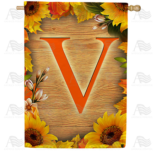 Autumn Sunflowers Monogram Double Sided House Flag