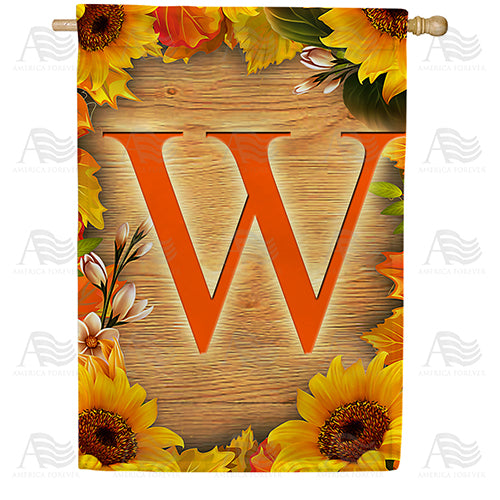 Autumn Sunflowers Monogram Double Sided House Flag