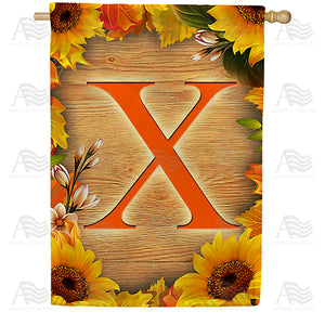 Autumn Sunflowers Monogram Double Sided House Flag