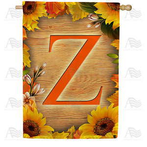Autumn Sunflowers Monogram Double Sided House Flag