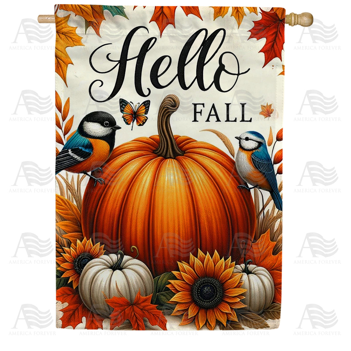 America Forever Hello Fall Double Sided House Flag