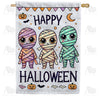 Cute Mummies Happy Halloween Double Sided House Flag