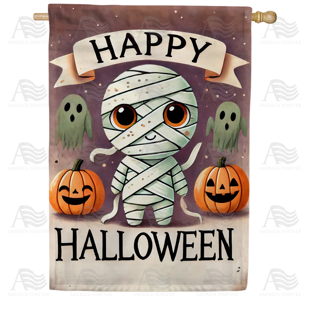 Happy Halloween Mummy Double Sided House Flag