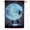 Witch and Cats Halloween Double Sided House Flag