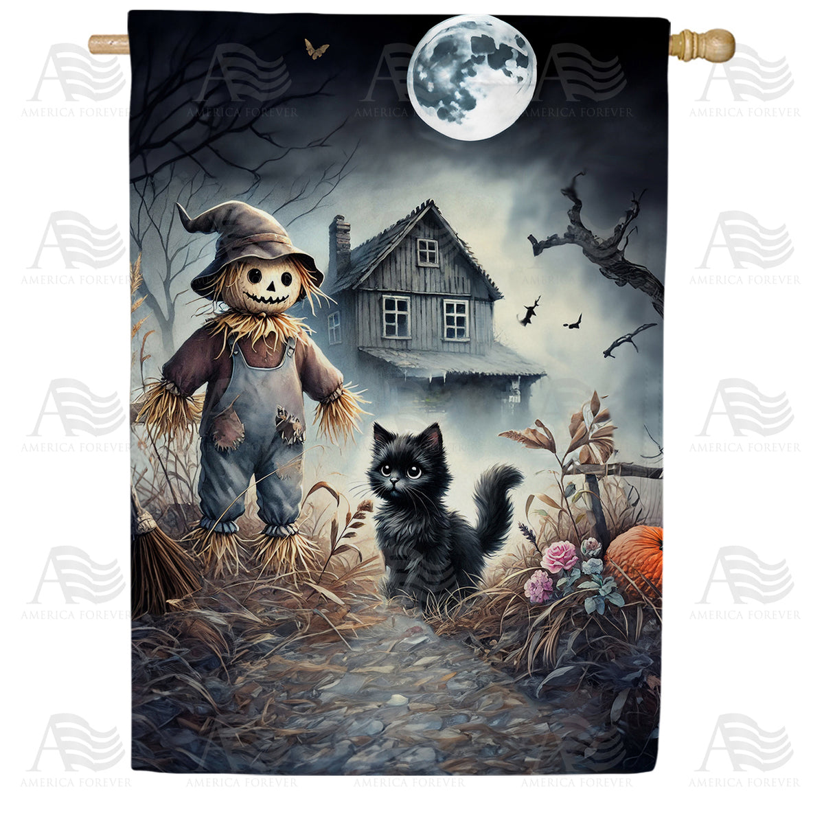 Haunted House Halloween Double Sided House Flag