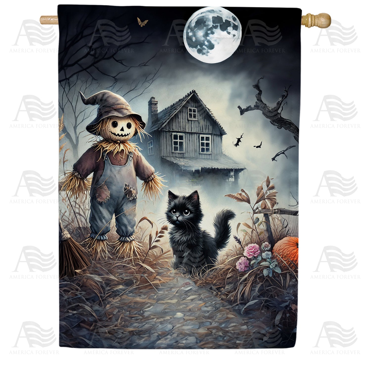 Haunted House Halloween Double Sided House Flag