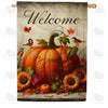 Rustic Autumn Pumpkin Double Sided House Flag