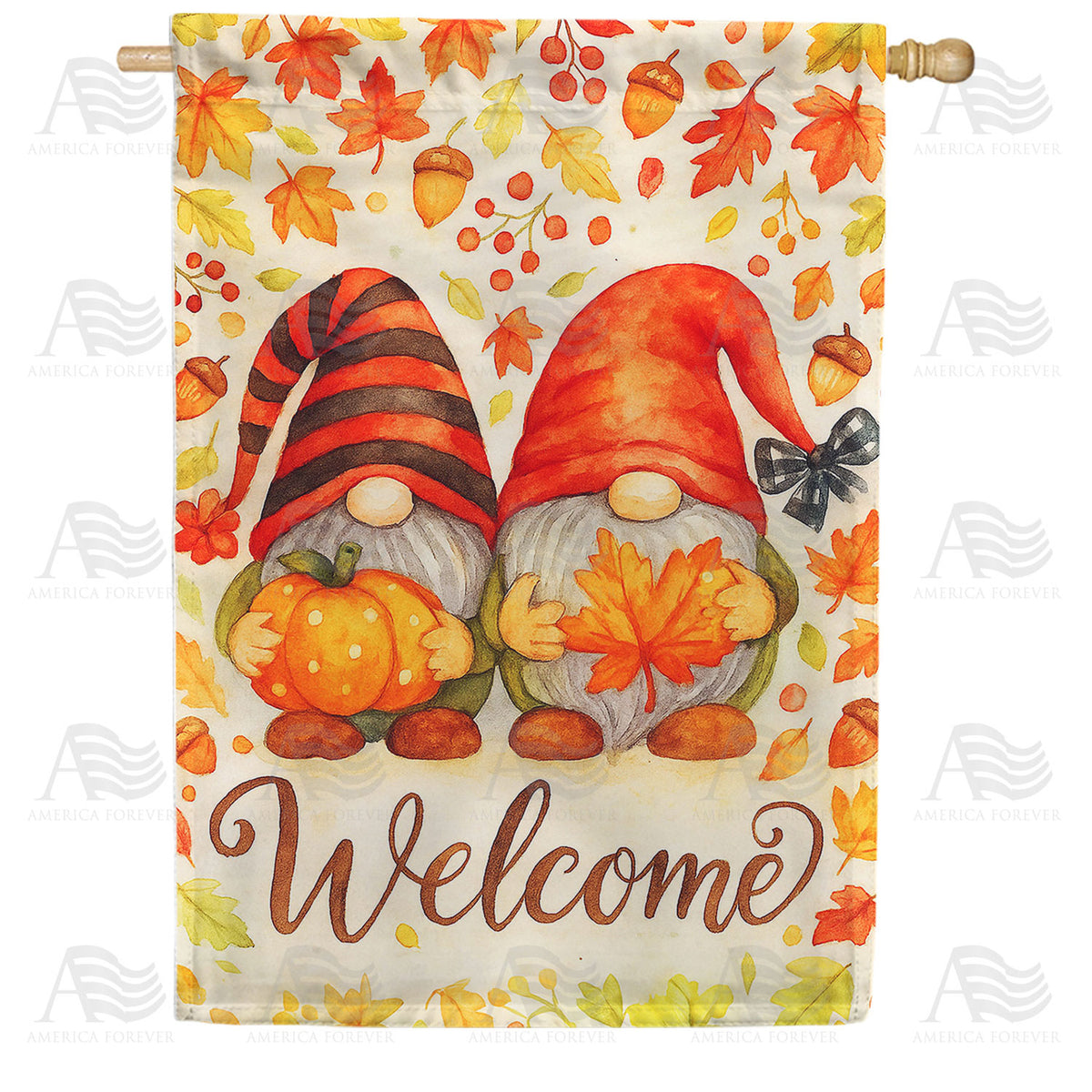 Welcome Fall Gnomes Double Sided House Flag 