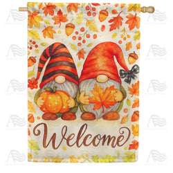 Welcome Fall Gnomes Double Sided House Flag