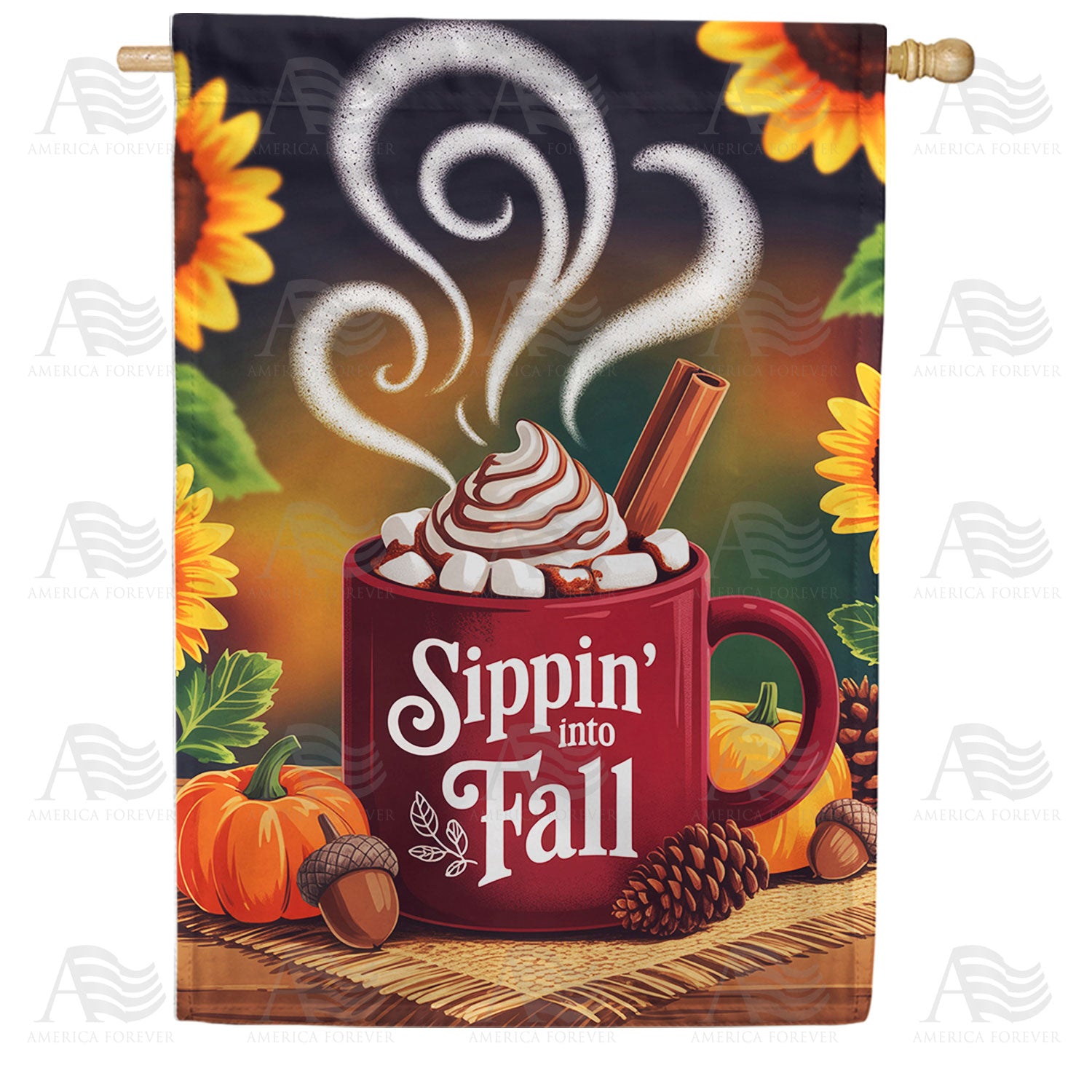 Sippin' Into Fall Coffee Mug Double Sided House Flag