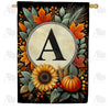 Sunflower Pumpkin Monogram House Flag