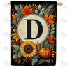 Sunflower Pumpkin Monogram House Flag