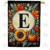Sunflower Pumpkin Monogram House Flag