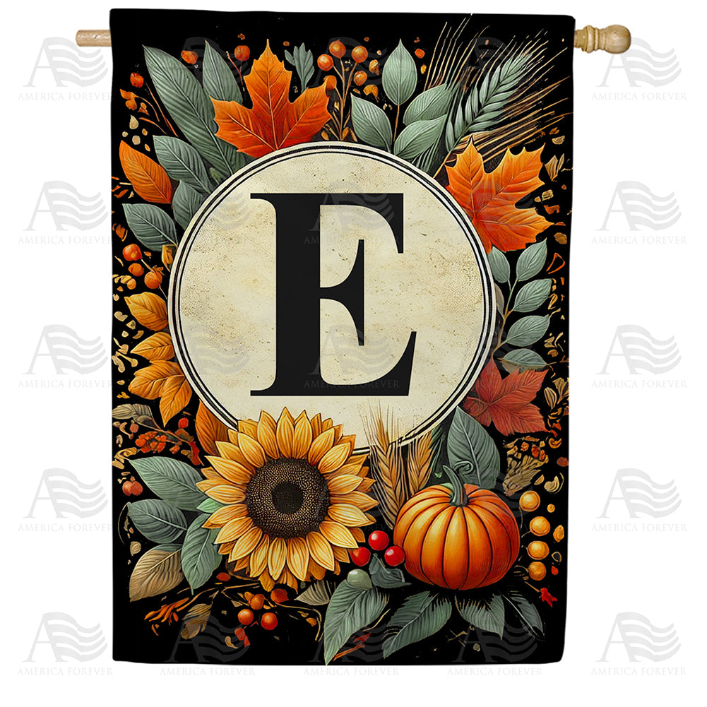 Sunflower Pumpkin Monogram House Flag