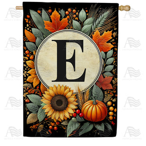 Sunflower Pumpkin Monogram House Flag