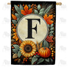 Sunflower Pumpkin Monogram House Flag