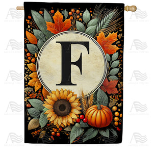 Sunflower Pumpkin Monogram House Flag