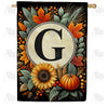 Sunflower Pumpkin Monogram House Flag