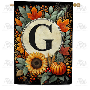 Sunflower Pumpkin Monogram House Flag