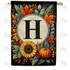 Sunflower Pumpkin Monogram House Flag