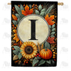 Sunflower Pumpkin Monogram House Flag