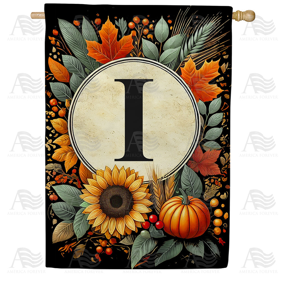 Sunflower Pumpkin Monogram House Flag