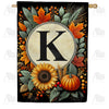 Sunflower Pumpkin Monogram House Flag