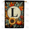 Sunflower Pumpkin Monogram House Flag