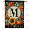 Sunflower Pumpkin Monogram House Flag