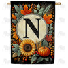 Sunflower Pumpkin Monogram House Flag
