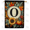 Sunflower Pumpkin Monogram House Flag
