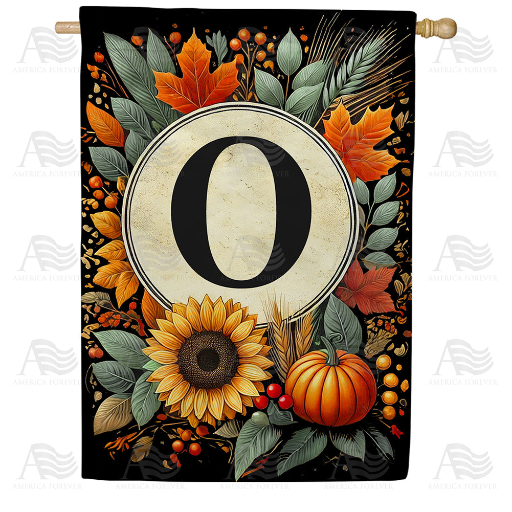 Sunflower Pumpkin Monogram House Flag