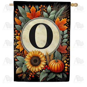Sunflower Pumpkin Monogram House Flag