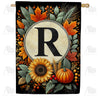 Sunflower Pumpkin Monogram House Flag