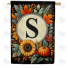 Sunflower Pumpkin Monogram House Flag