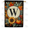 Sunflower Pumpkin Monogram House Flag