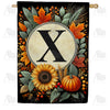 Sunflower Pumpkin Monogram House Flag