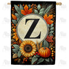 Sunflower Pumpkin Monogram House Flag