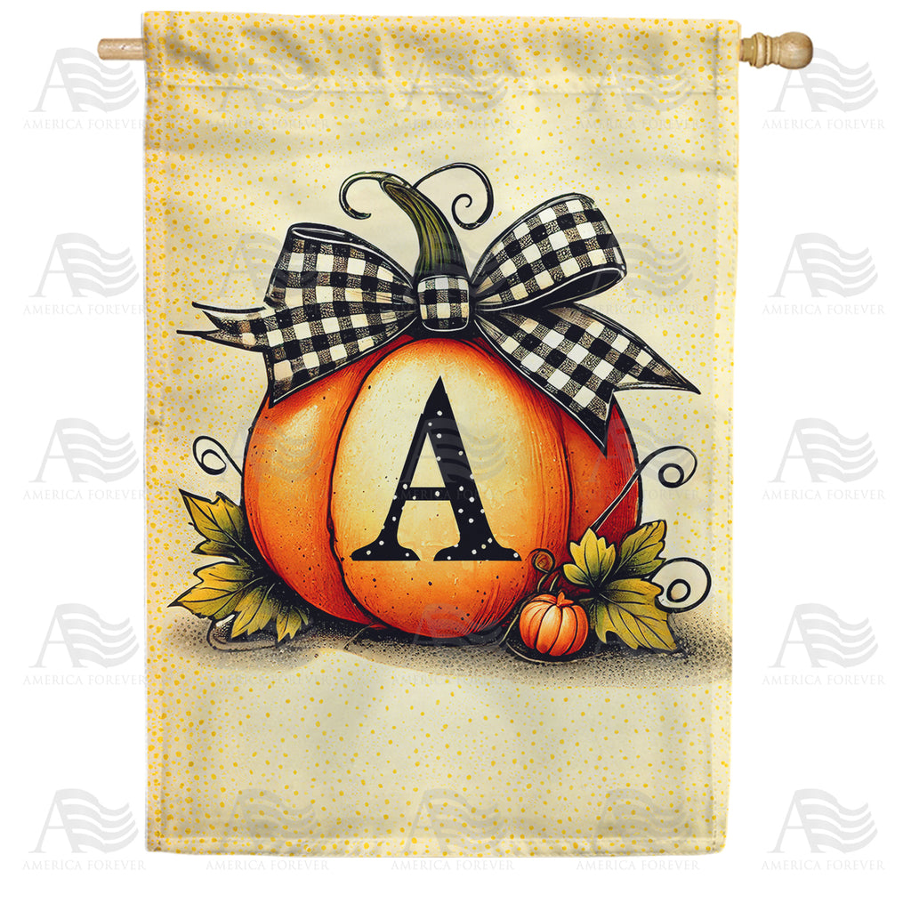 Fall Pumpkin Monogram House Flag