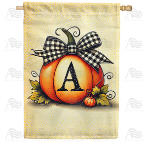Fall Pumpkin Monogram House Flag