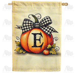 Fall Pumpkin Monogram House Flag