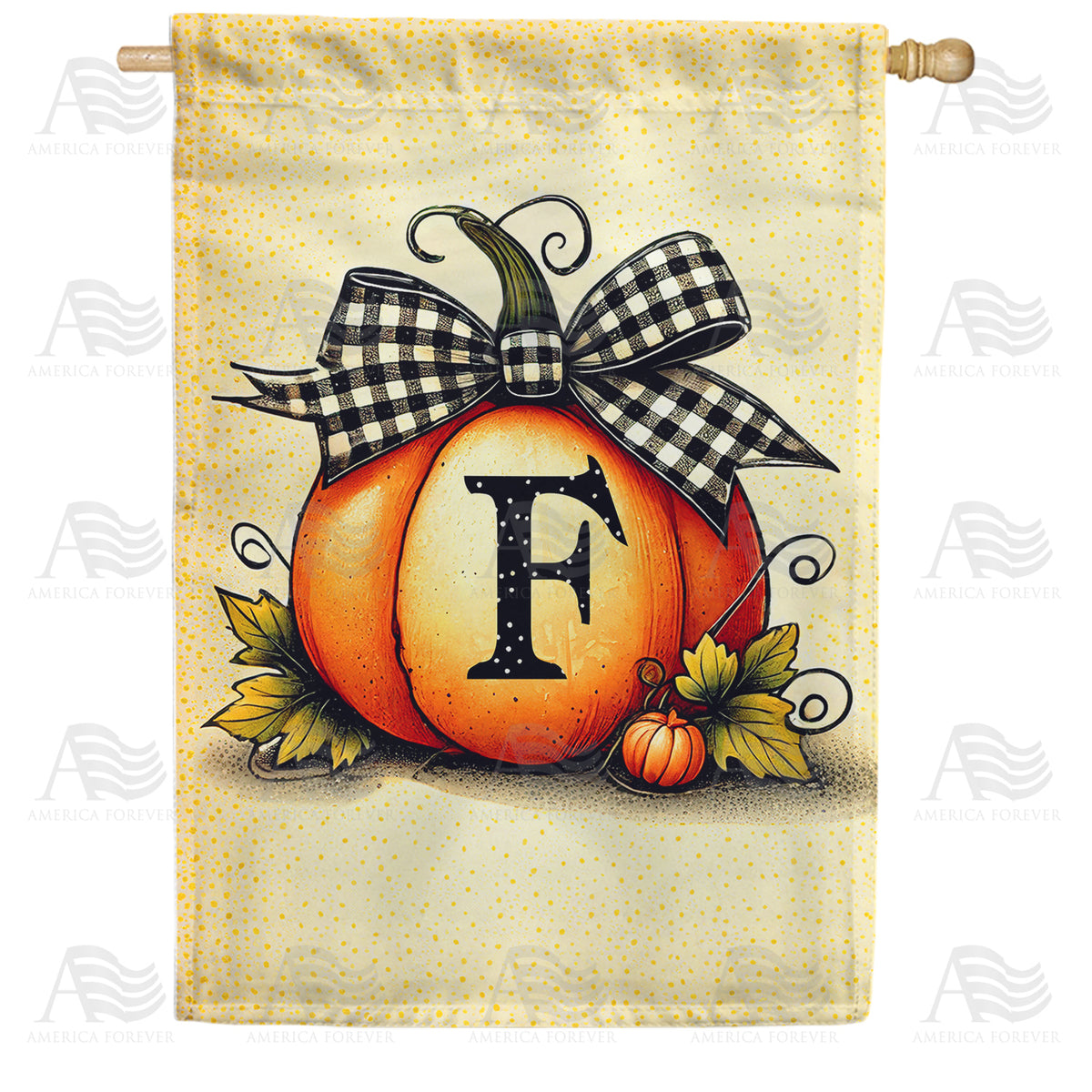 Fall Pumpkin Monogram House Flag