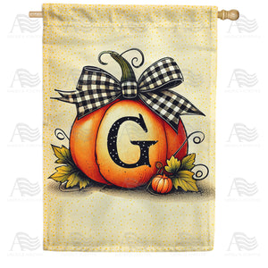 Fall Pumpkin Monogram House Flag