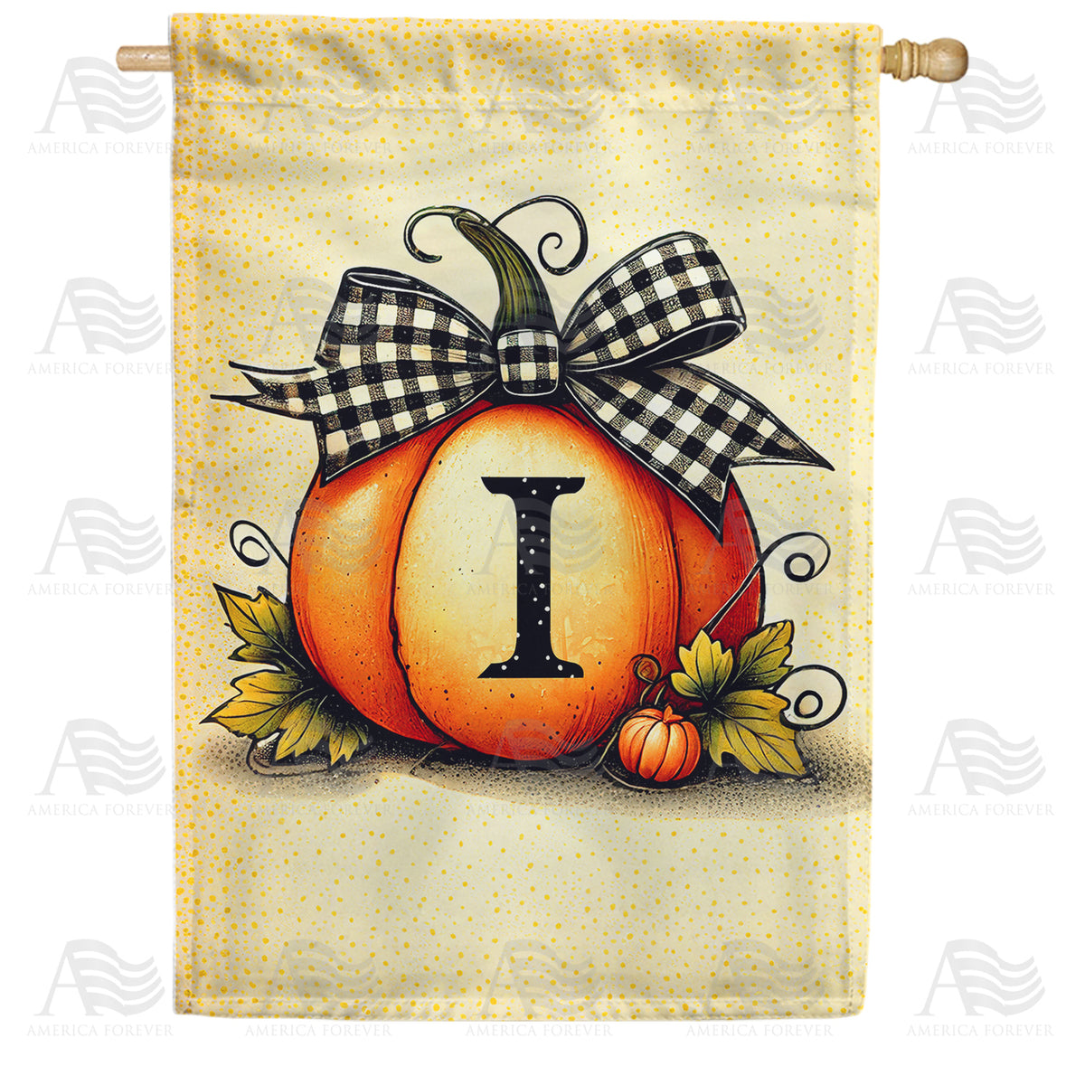 Fall Pumpkin Monogram House Flag