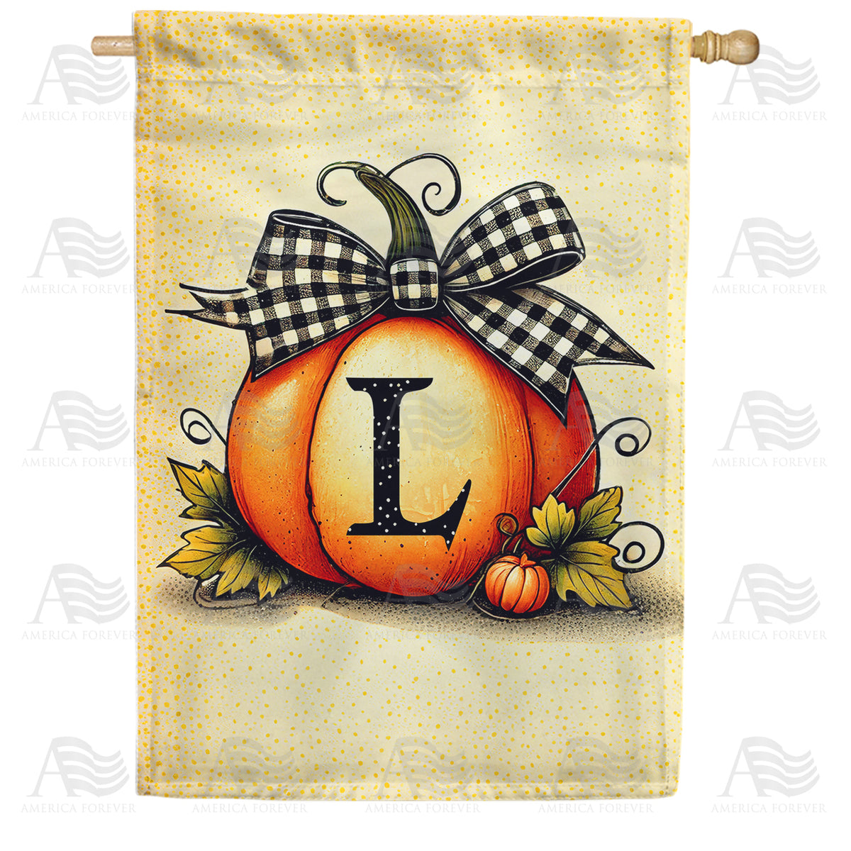Fall Pumpkin Monogram House Flag